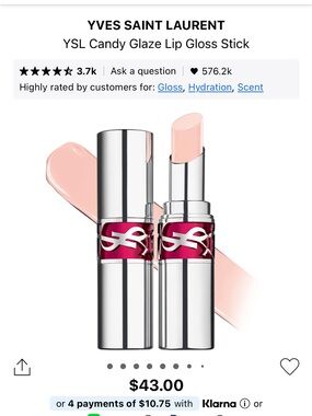 Yves Saint Laurent Soft Pink Candy Glaze Lip Gloss Stick NIB